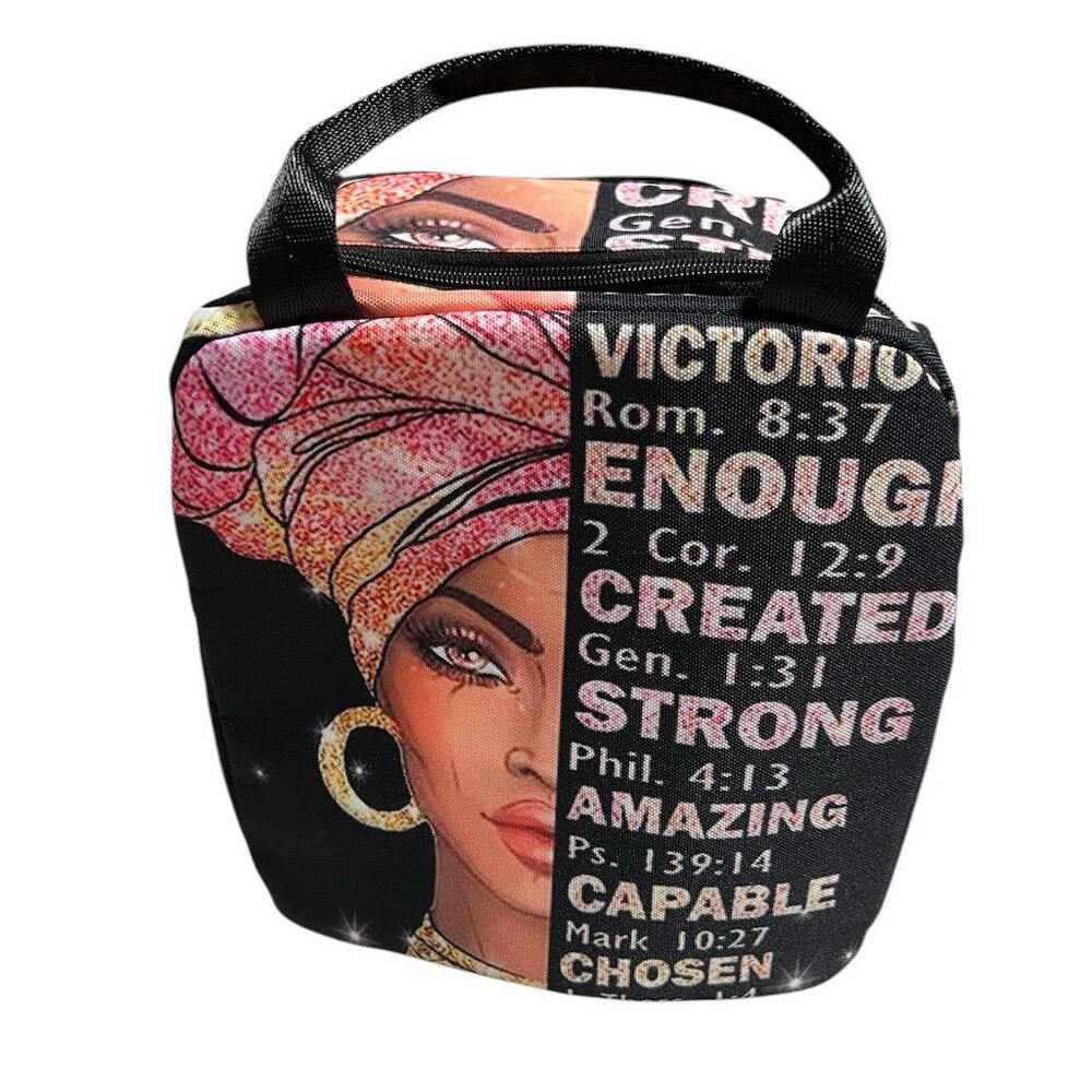 African Lady Insulated Lunch Bag Multicolor Empowering Theme - Picture 2 of 13